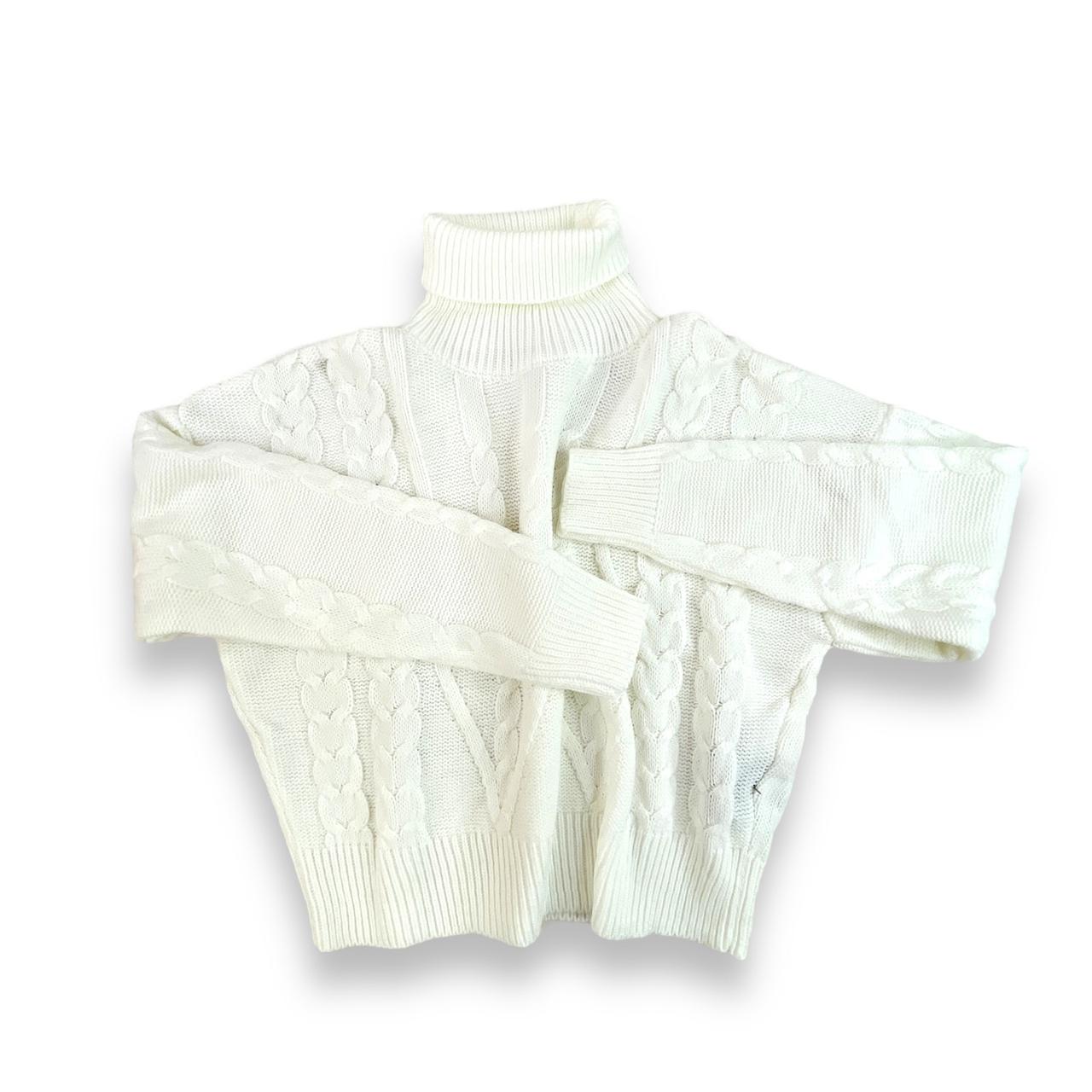 Жіночий светр білий теплий, в'язаний оверсайз No 1232, (р. 42-44)