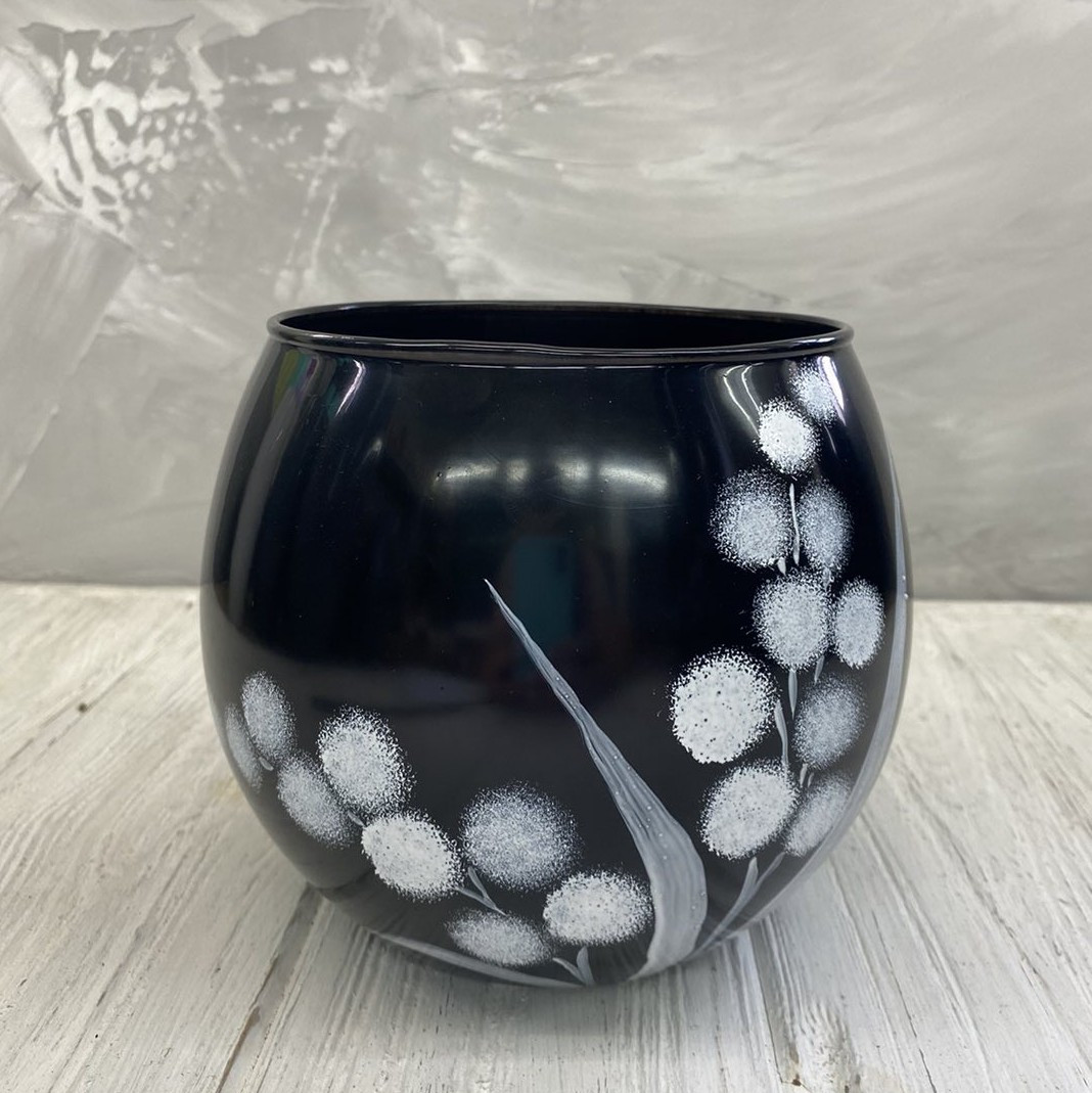 Ваза-куля чорна "Бохо" (h=15) 2,2л., фото 1