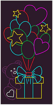 Неонова вивіска День народження 1200х600 мм