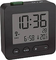 Цифровой будильник с термометром TFA Радиообновление 2хБат. АА Чёрный Компактный