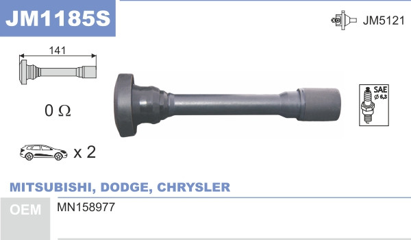 Наконечник котушки запалювання JanMor JM1185S для MITSUBISHI, DODGE, CHRYSLER, MN158977, EAN 5902925206107
