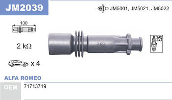 Наконечник котушки запалювання JanMor JM2039 для ALFA ROMEO, 71713719, EAN 5902925201836