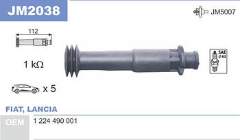 Наконечник котушки запалювання JanMor JM2038 для FIAT, LANCIA, 1224490001, EAN 5902925201829