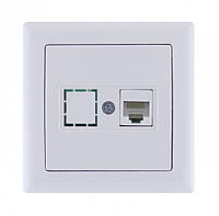 Розетка компьютерная RJ45 (Cat5e) серия BOLERO (белый) IEK РК01-00-0-ББ