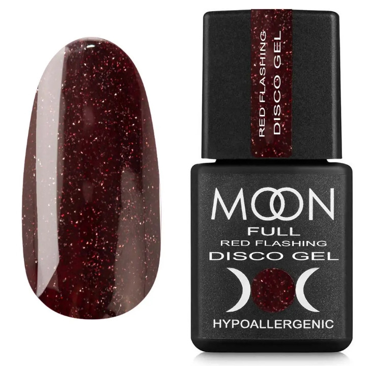 Світловідбивний гель-лак MOON FULL Red Flashing Disco №09, 8 мл