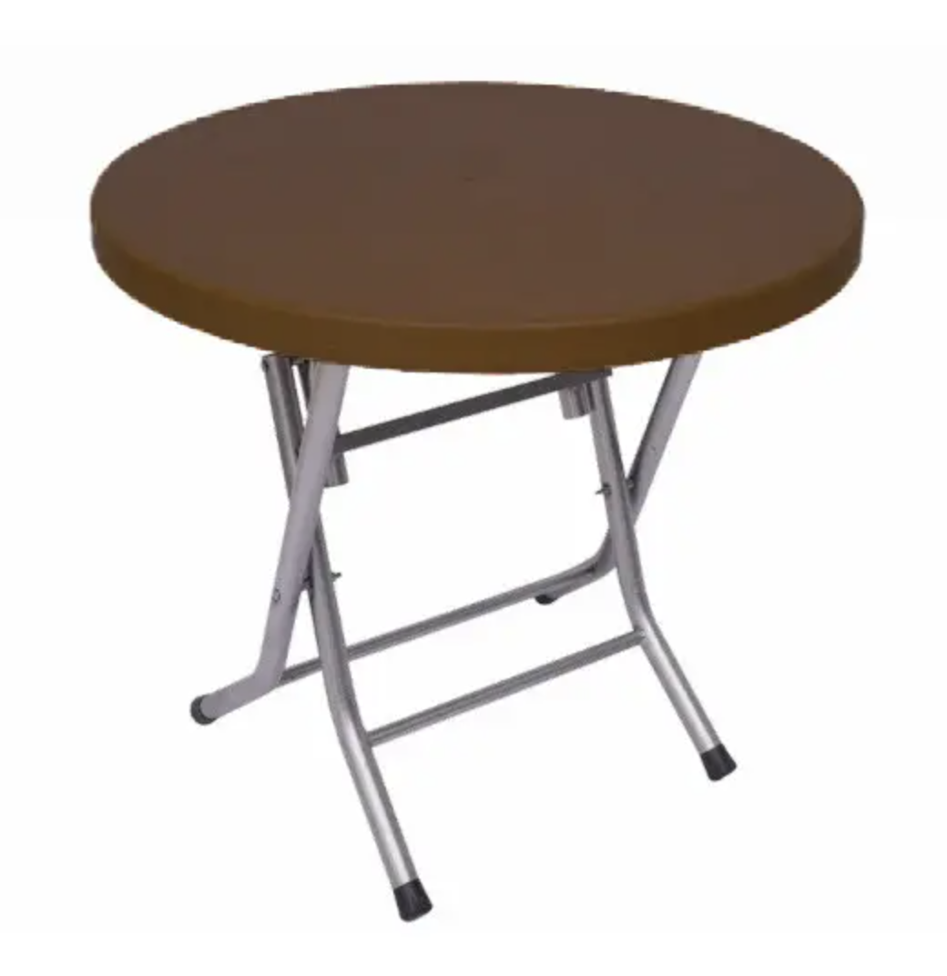 Стол обеденный пластиковый Бари Q d.80 см коричневый круглый,уличный - фото 1 - id-p1927326140