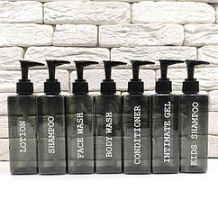 Набір дозаторів для ванної 250 мл "Султан" чорний пластик (7 шт) англ.