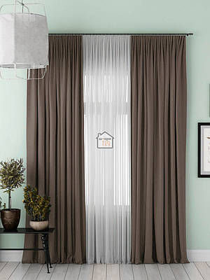 Красиві матові штори блекаут коричневого кольору на вікна в спальню, зал 278 Blackout 2 штори