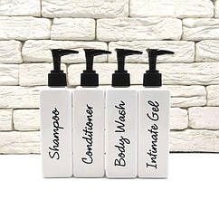 Набір дозаторів для ванної 250 мл "Атланта" білий пластик (4 шт) напис англ.