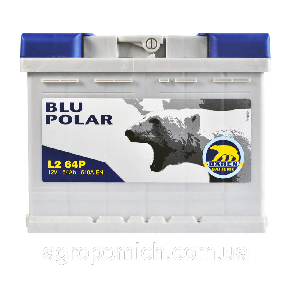 Автомобільний акумулятор BAREN Blu polar 64 Ah 610А R+ (правий +)