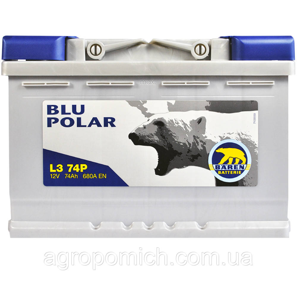 Автомобільний акумулятор BAREN Blu polar 74 Ah 680А R+ (правий +)