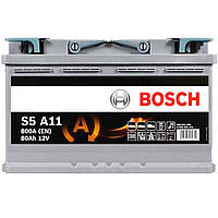 Автомобильный аккумулятор BOSCH AGM 80Ah 800A R+ (правый +) S5A 110