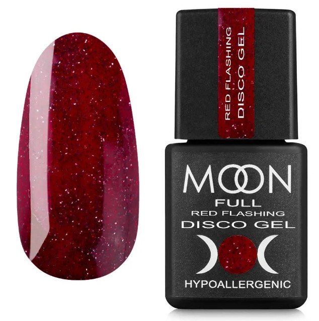 Світловідбивний гель-лак MOON FULL Red Flashing Disco №07, 8 мл
