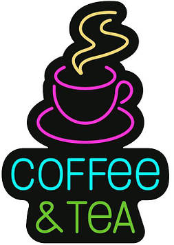 Неонова вивіска Coffee and Tea 300х433 мм