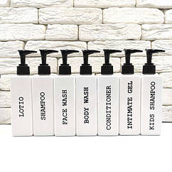 Набір дозаторів для ванної 250 мл "Орфей" білий пластик (7 шт) англ.