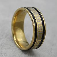 Кольцо золотистое из ювелирной медицинской стали с египетскими символоми от Stainless Steel марка 316 L