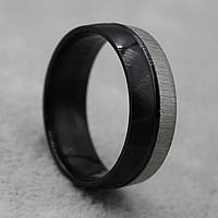 Кольцо серебристое из ювелирной медицинской стали от Stainless Steel марка 316 L ширина 7 мм графит