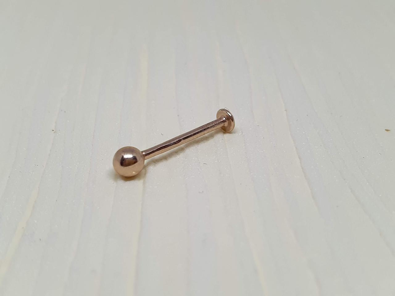 Золота сережка-пирсинг для пірсинга губи. 7008