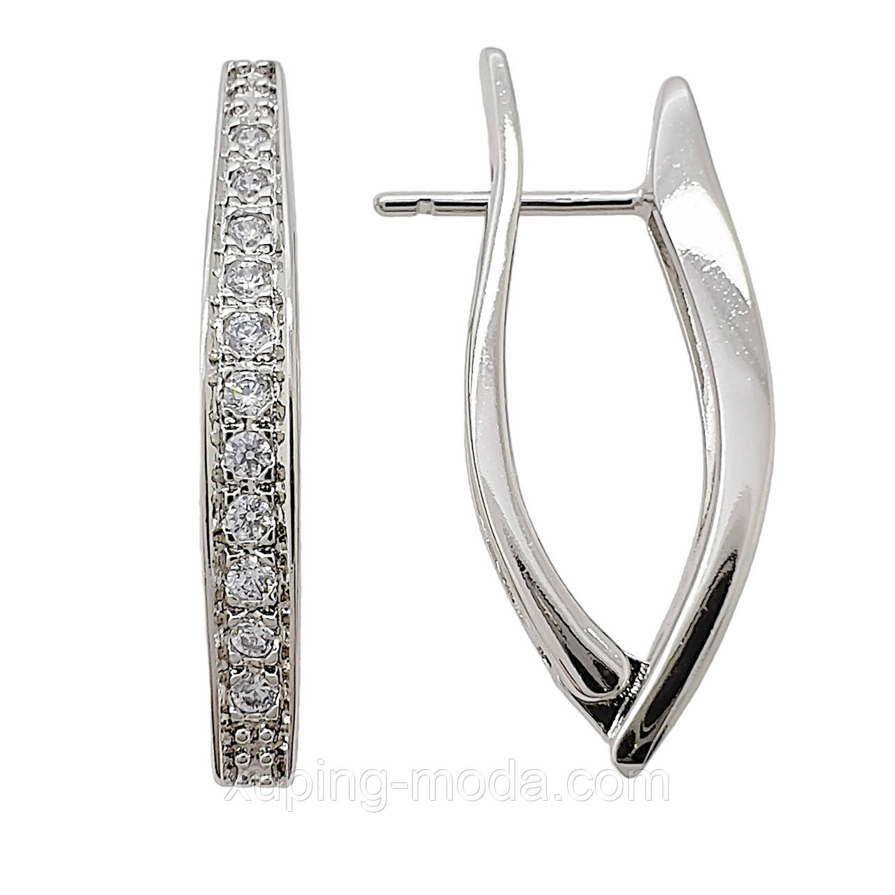 Сережки жіночі xuping. 25х3 мм. Родій