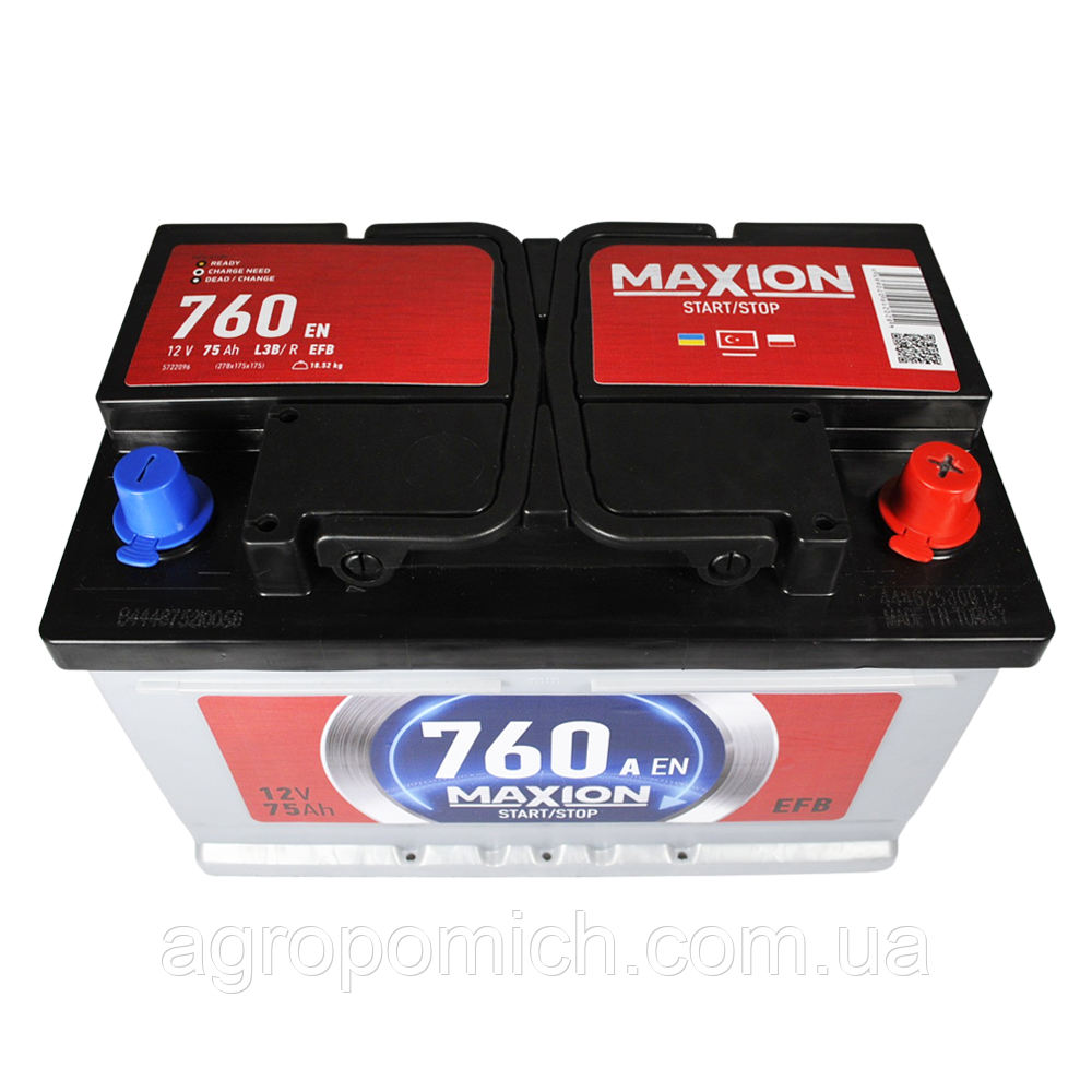 Автомобільний акумулятор MAXION EFB 75Ah 760A R+ (правий +) SMF L3B