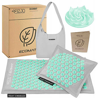 Килимок акупунктурний з подушкою 4FIZJO Eco Mat Аплікатор Кузнєцова 68 x 42 см 4FJ0230 Grey/Mint .