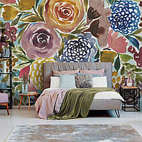 Фотообои живопись искусство в интерьере 254x184 см Букет весенних цветов под акварельными красками (14483P4)