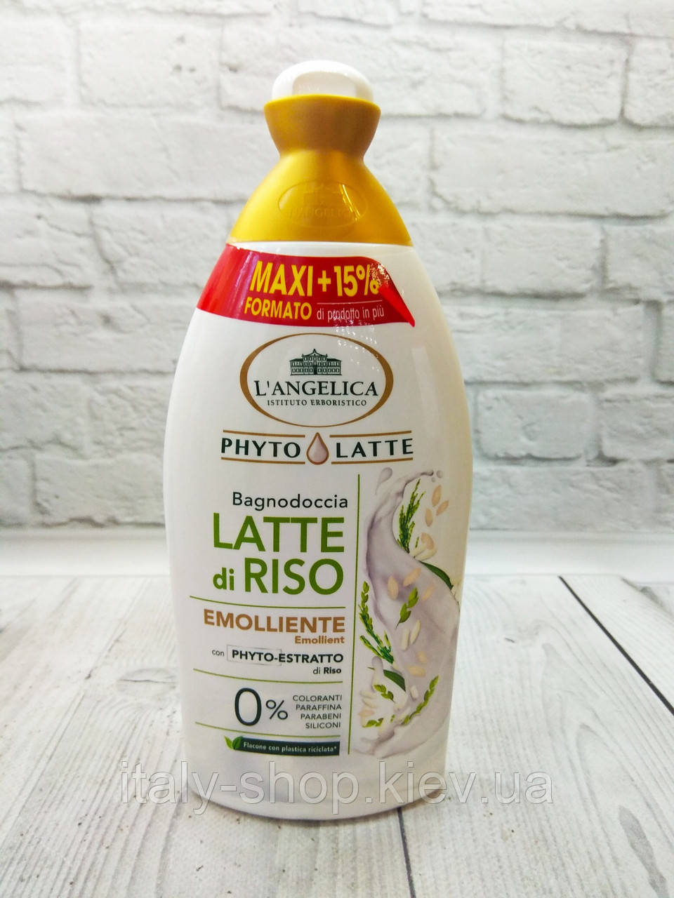 Гель для душу з фітоекстрактом та рисовим молоком L'angelica Bath&shower gel PhytoLatte Latte di Riso 520 ml