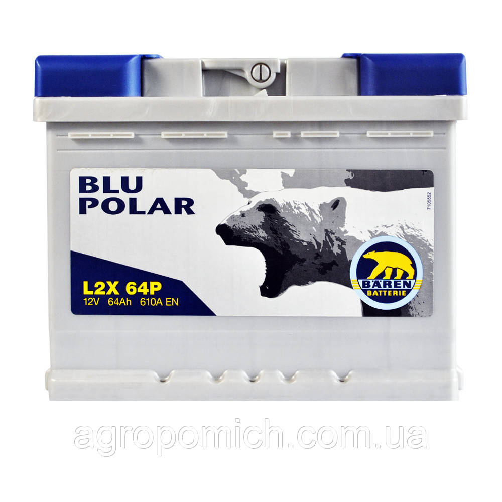 Автомобільний акумулятор BAREN Blu polar 64 Ah 610А L+ (лівий +) L2, фото 1