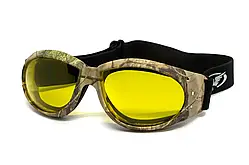 Окуляри захисні з ущільнювачем Global Vision Eliminator Camo Forest (yellow), жовті в камуфльованій оправі