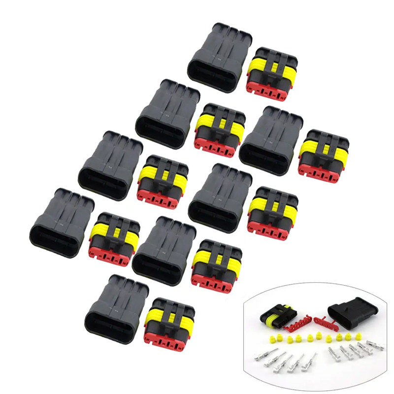 Автомобільний герметичний роз’єм DJ7051-1.5, 5 pin, комплект 10 шт з клемами, фото 1