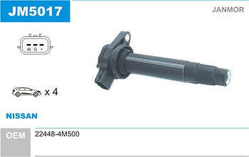Котушка запалювання Janmor JM5017 для NISSAN, 22448-4M500, EAN 5902925203700