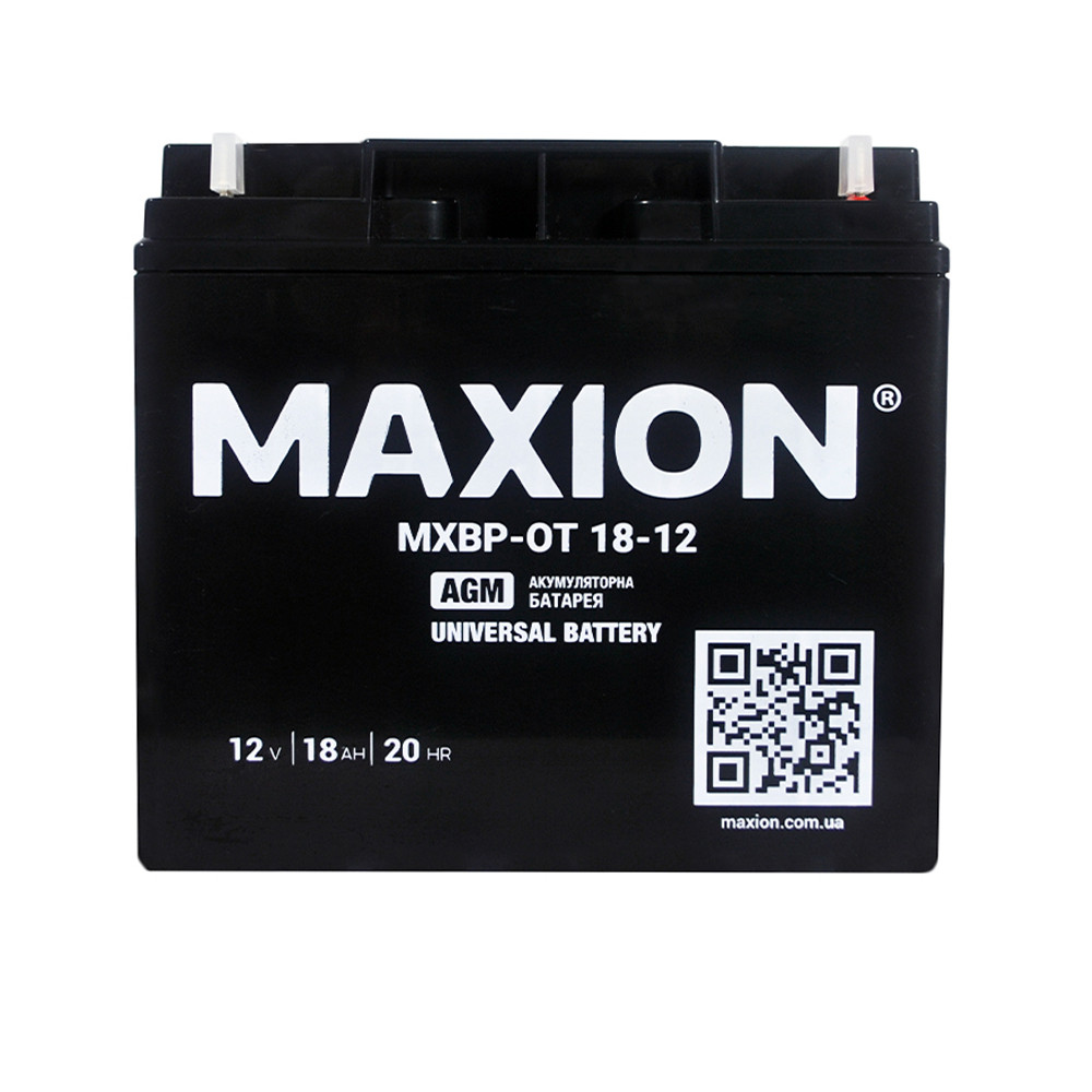 Промисловий акумулятор AGM MAXION MXBP-OT 18-12 (12V, 18Ah, -/+), фото 1