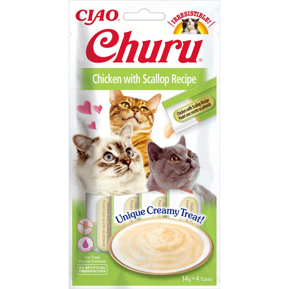 Ласощі для котів вершковий мус у стіках з куркою та гребінцем Inaba Churu 4 шт/уп