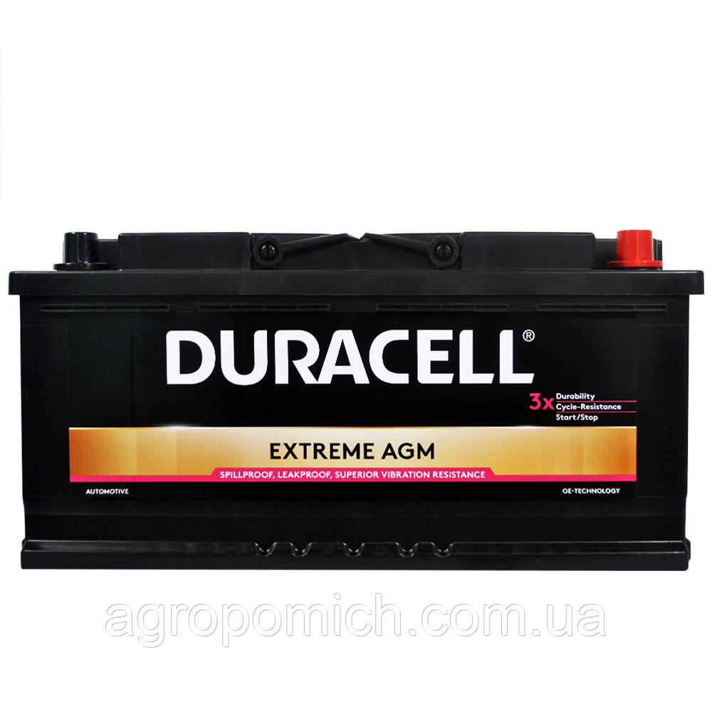 Автомобільний акумулятор DURACELL Extreme AGM (L6) 105Ah 950A R+ (правий +), фото 1