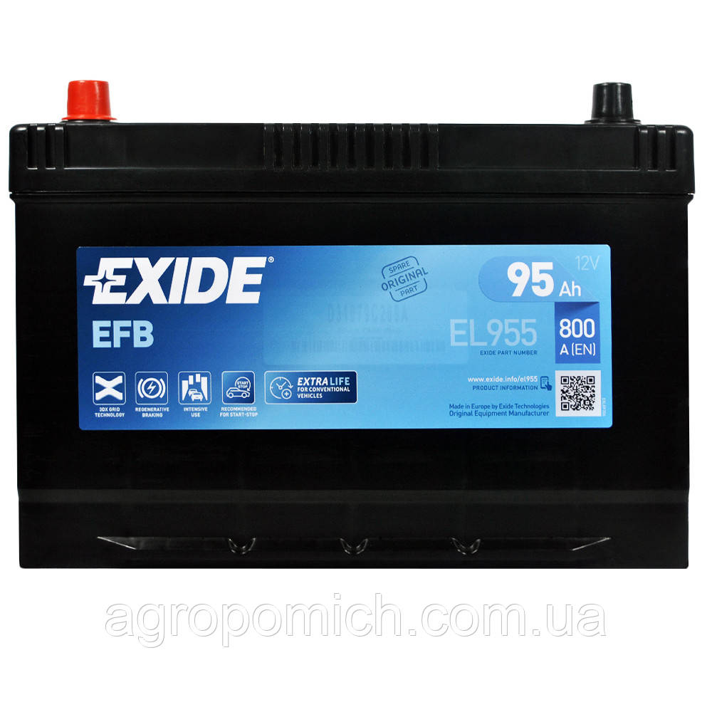 Автомобільний акумулятор EXIDE (EL955) Start-Stop EFB 95 Ah 800A L+ D31, фото 1