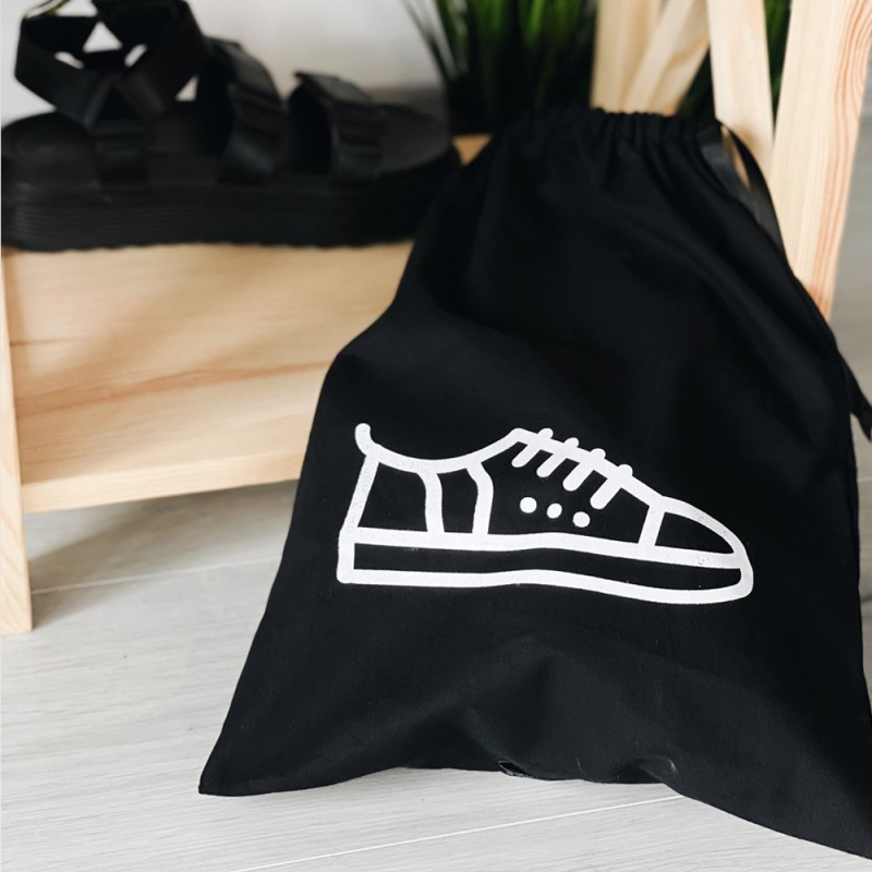 Мешок хлопковый для обуви 30*40 см Shoes (черный) - фото 2 - id-p1430970191