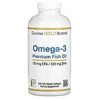 California Gold Nutrition, Омега-3, рыбий жир премиального качества, 240 рыбно-желатиновых капсул