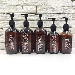 Набір дозаторів для ванної "Кіото" коричневий пластик (5 шт) англ.