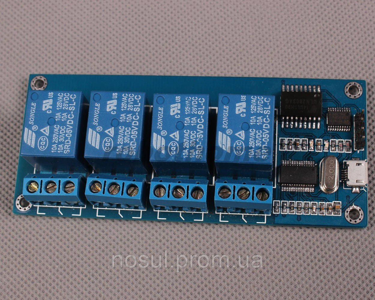 Реле 5В 4-канальный Micro USB модуль управление нагрузкой по USB + RS232 Rx Tx 5V PL2303 - фото 1 - id-p336428859