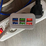 Адаптер живлення TRAVEL CHARGER мережевий 3.1А швидка зарядка на 6 usb з підсвічуванням, фото 7
