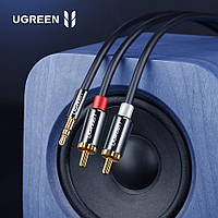 Кабель аудио UGREEN 3.5mm на 2RCA M/M Hi-Fi Cable 1m (черный)