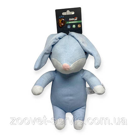 Іграшка для собак м'яка Зайчик сірий з пищалкою AnimAll GrizZzly 22×16×10 см, фото 3