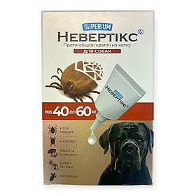 Суперіум Невертікс Superium краплі для собак більше 40 кг від кліщів, бліх, комарів, мошок, мокреців, москітів, ґедзів і мух