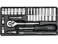 Набір головок торцевих YATO : квадрат 1/4", М4-13 з інструментами. 23 шт. [10]