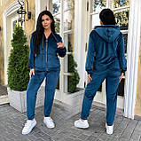 Жіночий велюровий спортивний костюм на змійці батал, фото 4