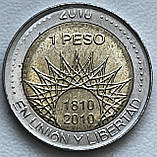 Монета Аргентини 1 песо 2010 р. 200-літ Незалежності, фото 3