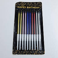 Свічки для торта "Кольорові металік" 14 см 10 шт