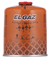 EL GAZ Балон-картридж газовий ELG-400, бутан 450 г, для газових пальників, з двошаровим клапаном, одноразовий