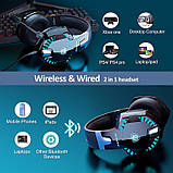 Бездротові геймерські навушники Kotion Each G2000BT Pro зі знімним мікрофоном (Чорно-синій), фото 3