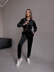 Жіночий велюровий костюм на змійці з капюшоном у кольорах.